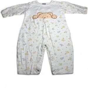 VTG/Y2K Little Wonders Baby Jumpsuit 6-9 Months Bear Animal Print Long Sleeve
